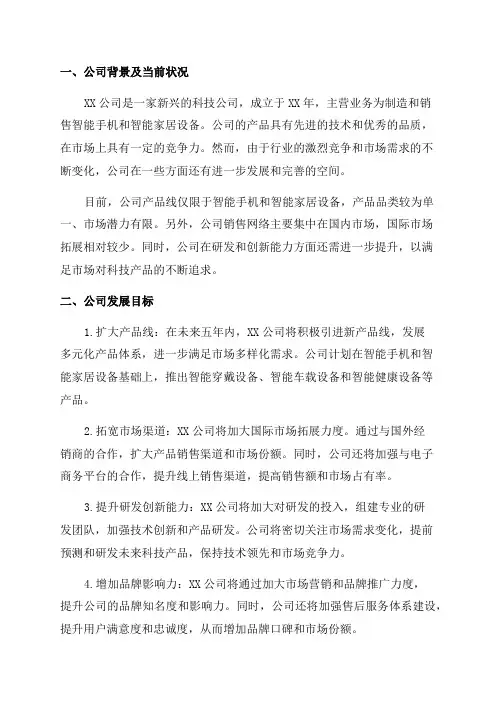 XX公司未来五年发展规划