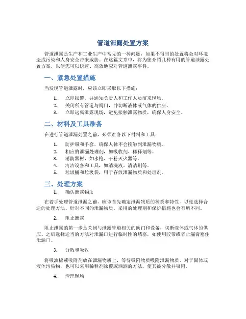 管道泄露处置方案