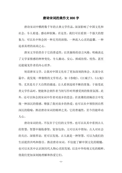 唐诗宋词的美作文800字