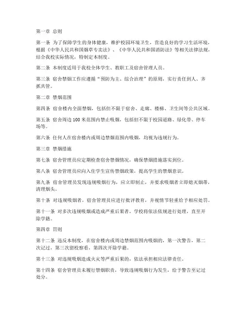 学校宿舍禁烟管理制度