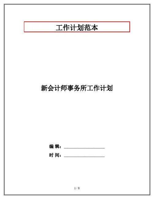新会计师事务所工作计划