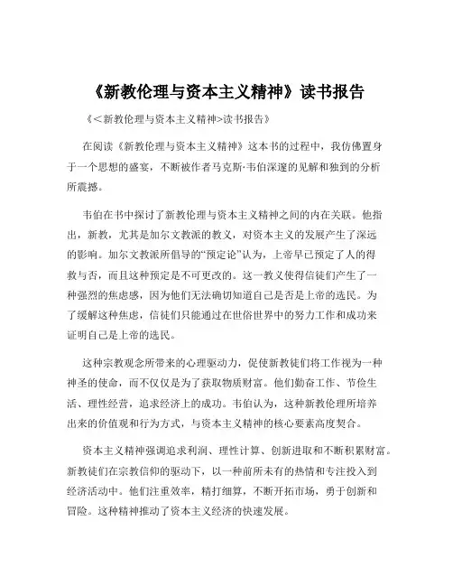 《新教伦理与资本主义精神》读书报告