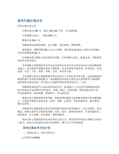 最新国考行测分值分布