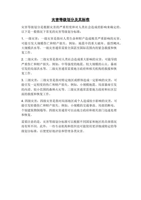 灾害等级划分标准