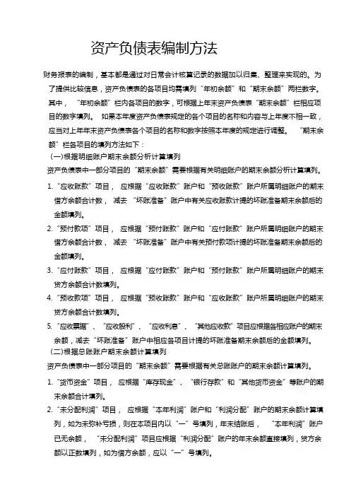利润表的编制方法