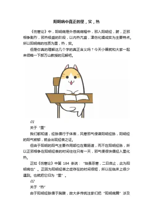 阳明病中真正的里，实，热