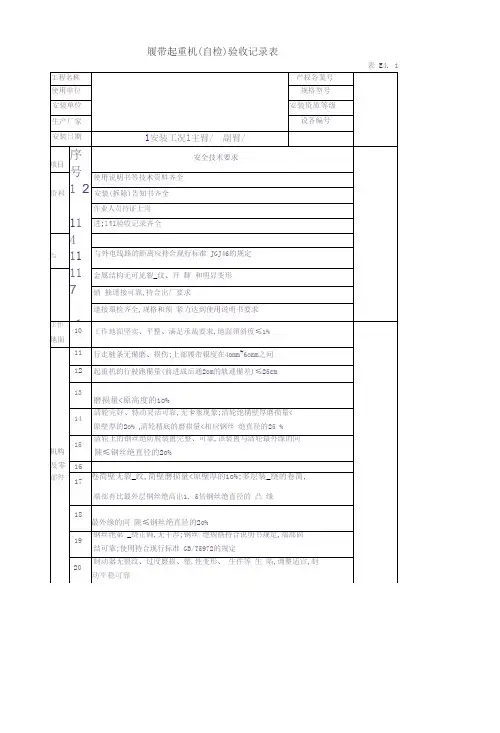 履带式起重机验收记录