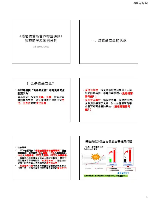 GB 28050-2011《预包装食品营养标签通则》实施情况及案例分析