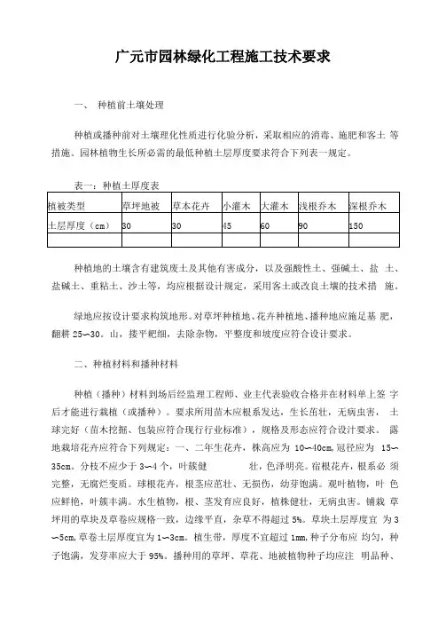 园林绿化工程施工技术要求