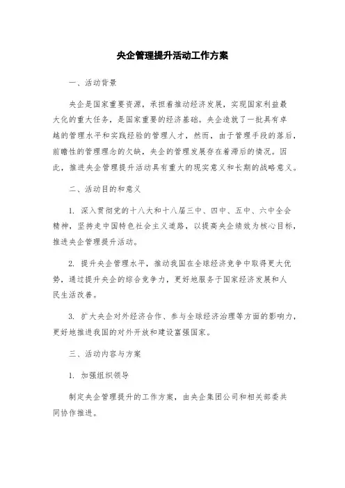 央企管理提升活动工作方案