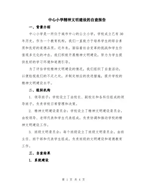 中心小学精神文明建设的自查报告