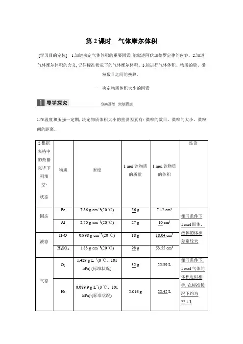 2023年气体摩尔体积知识点归纳及例题解析