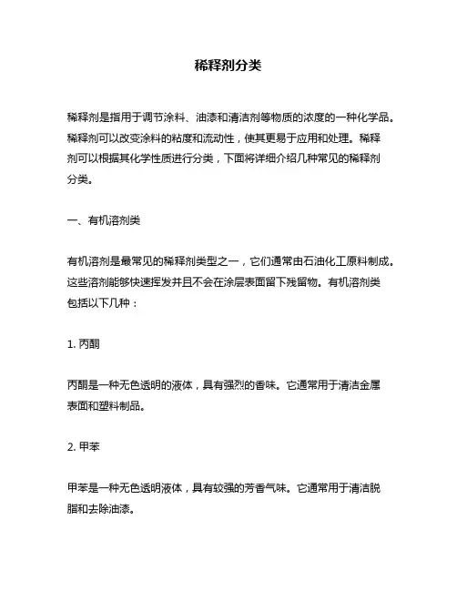 稀释剂分类