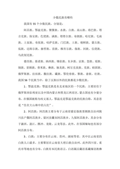 少数民族有哪些