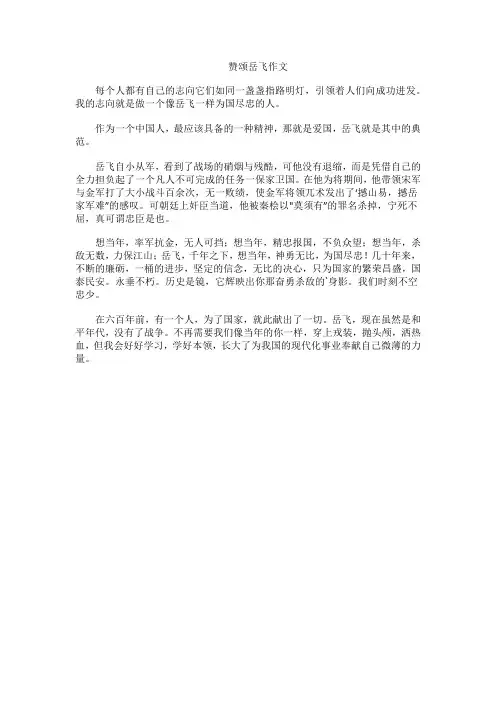 赞颂岳飞作文
