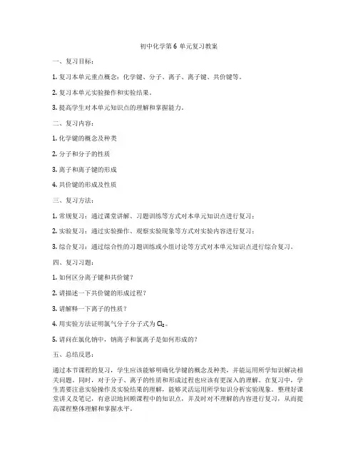 初中化学第6单元复习教案