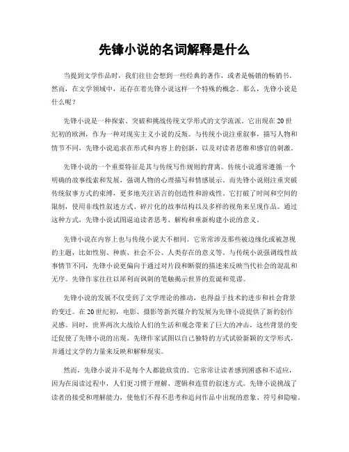 先锋小说的名词解释是什么