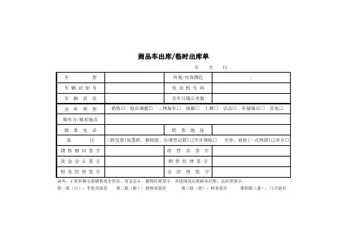 商品车出库单模板