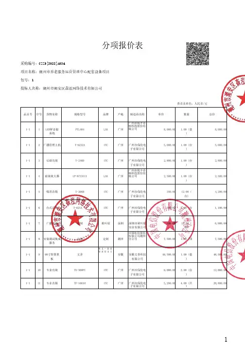 分项报价表