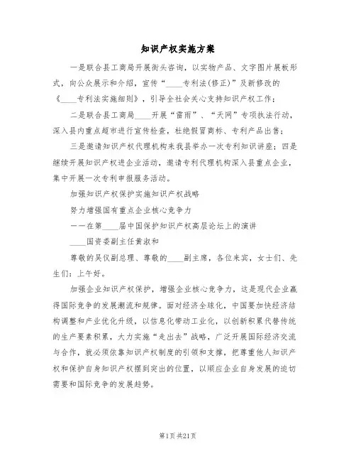 知识产权实施方案(6篇)