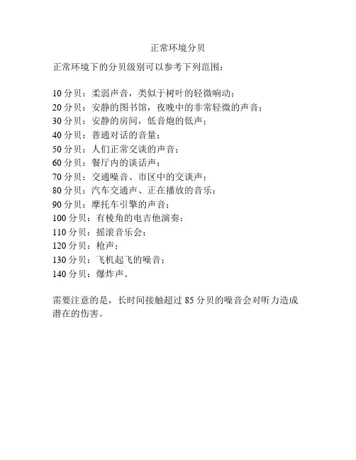正常环境分贝