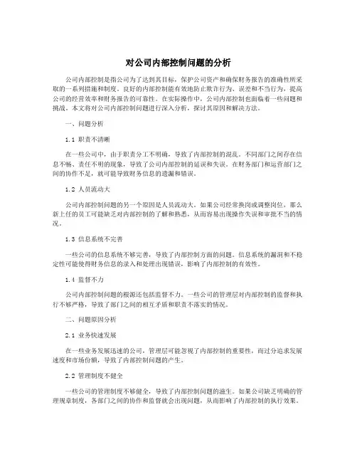 对公司内部控制问题的分析