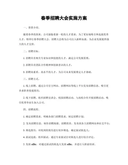 春季招聘大会实施方案