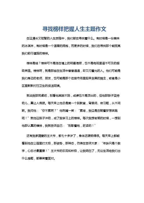 寻找榜样把握人生主题作文
