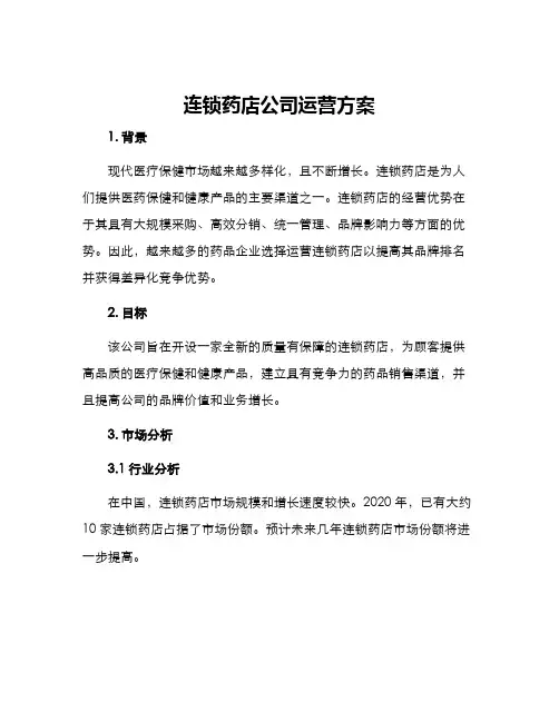 连锁药店公司运营方案