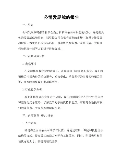 公司发展战略报告