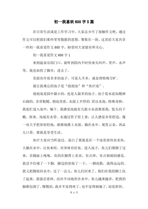 初一我喜欢600字5篇