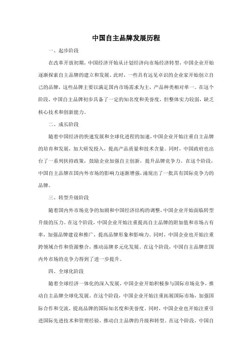 中国自主品牌发展历程