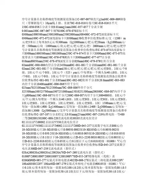计量器具检定收费标准