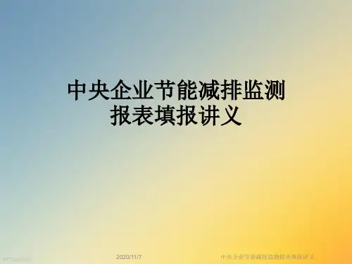 中央企业节能减排监测报表填报讲义