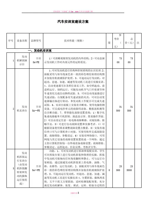 汽车实训室建设方案