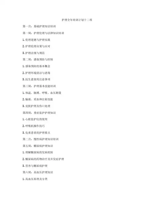 护理全年培训计划十二项