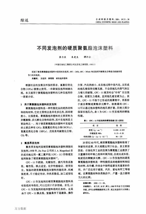 不同发泡剂的硬质聚氨酯泡沫塑料
