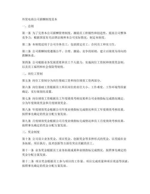 外贸电商公司薪酬制度范本