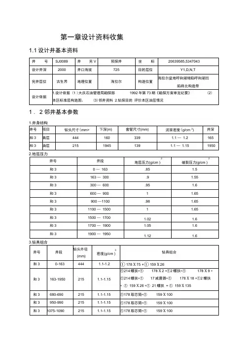 钻井工程与采油工程课程设计报告书