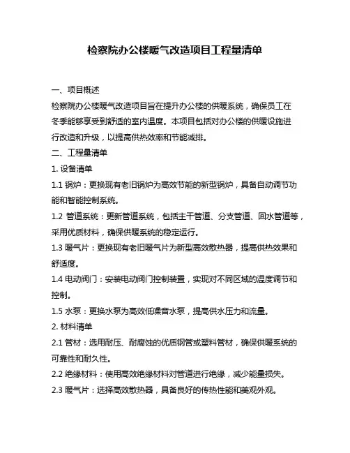 检察院办公楼暖气改造项目工程量清单