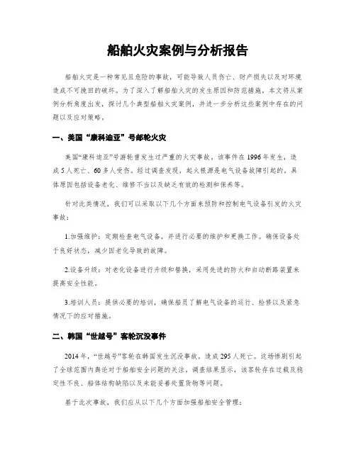 船舶火灾案例与分析报告