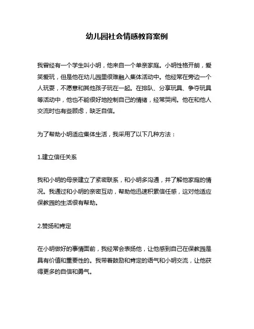 幼儿园社会情感教育案例