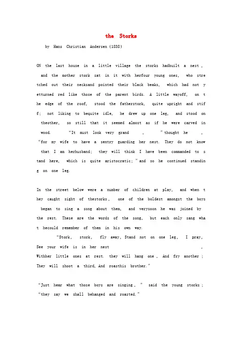 小学英语安徒生童话系列(二)TheStorks阅读素材