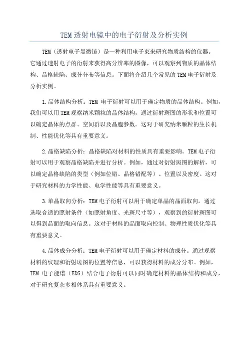 TEM透射电镜中的电子衍射及分析实例