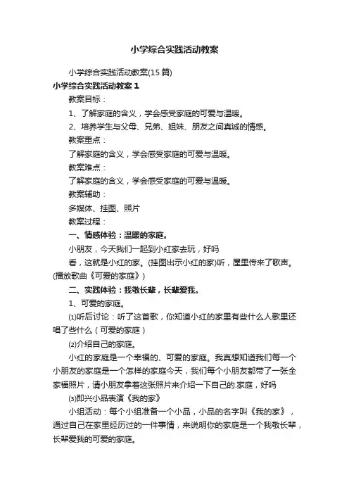 小学综合实践活动教案
