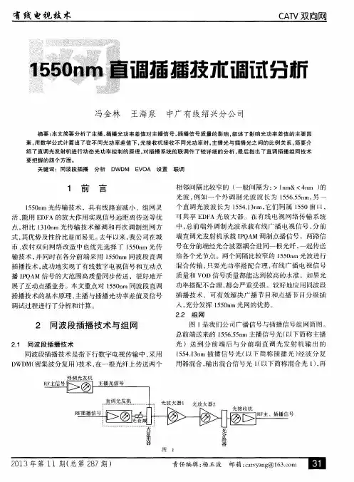 1550nm直调插播技术调试分析