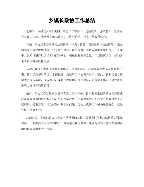 乡镇长政协工作总结