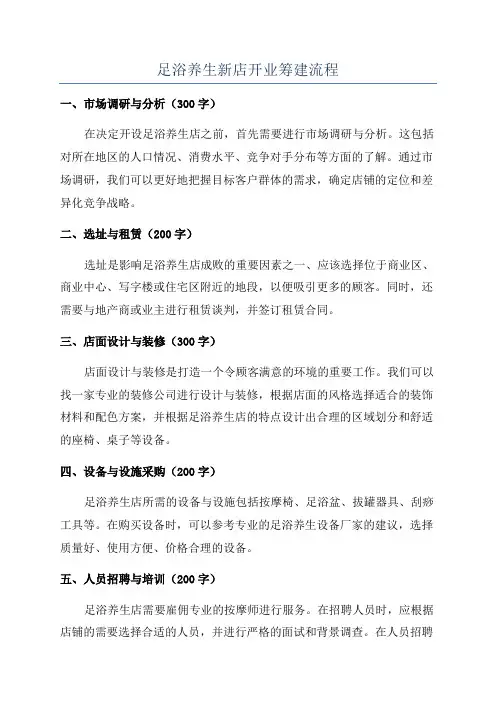 足浴养生新店开业筹建流程