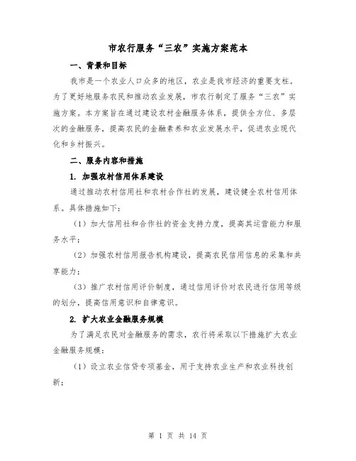 市农行服务“三农”实施方案范本(三篇)