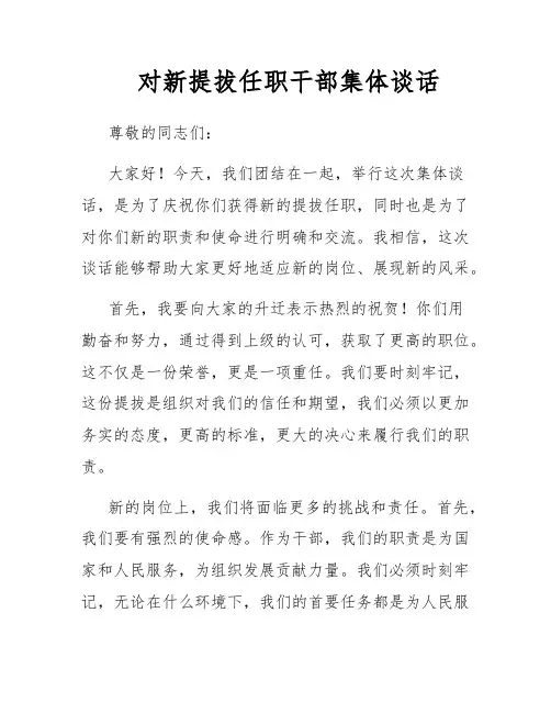 对新提拔任职干部集体谈话